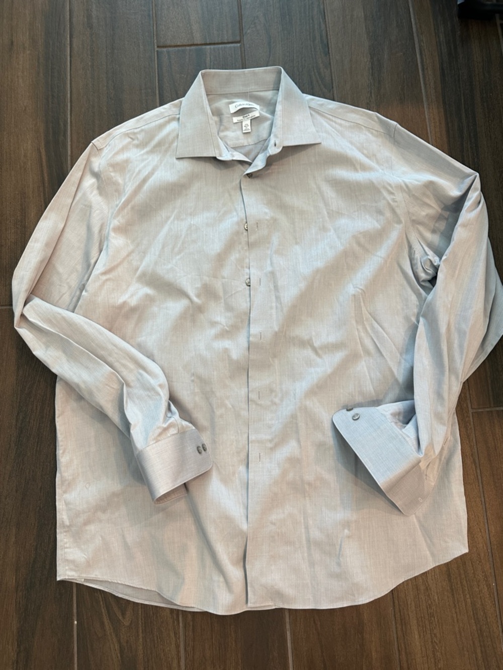 Calvin Klein Steel plus Men's gray Collar Dress Shirt button up XL 17 1/2. 36/37